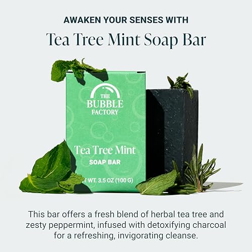 Image of Handmade Soap, All Natural Soap for Women & Men, Hand, Bath & Body Natural Bar Soap, Vegan, Palm Oil Free, Made in USA, 3.5 Ounce (Pack of 1) (3.5 Ounce (Pack of 1), Tea Tree Mint)