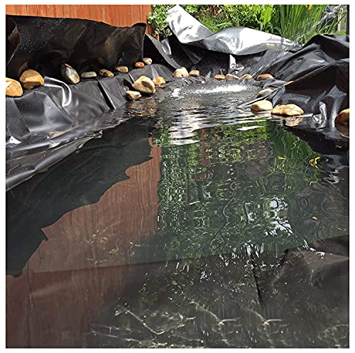 Pond Liner Black Fish Pond Liner 2M/3M/4M/5M/6M/7M/8M/9M/10M ,Heavy Duty Fish Pond Preformed Liners Garden Pool Membrane Reinforced Landscaping, Large Fish Pond Liner(Size:4X4M(13.1X13.1Ft),Color:20S) #TOP3