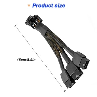 Xiatiaosann 16 AWG PCIE 5.0 12VHPWR 600W 3x8pin to 16pin 12+4pin 90 Degree Right Angle Power Adapter Cable for Graphics Card RTX 4090 4080 3090TI 4070Ti Type B