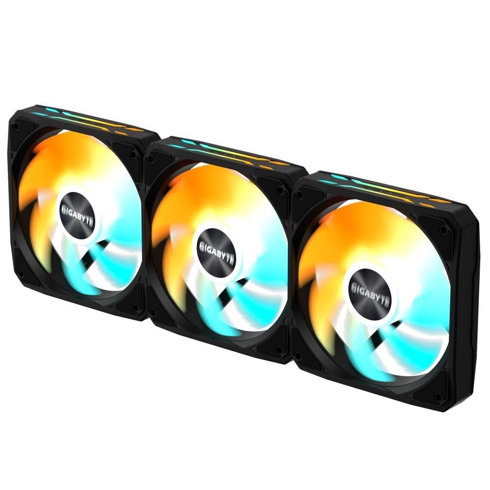 GIGABYTE GBT EZFAN1203 - Ventola di raffreddamento da 120 mm, flusso d'aria elevato e funzionamento silenzioso, cuscinetto a manicotto resistente, ventola universale per PC da 120 mm, finitura nera