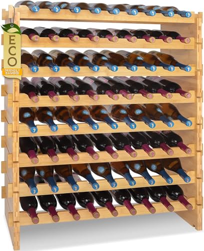 Nutrichef botellero Vino, Madera, Wine Rack, Vinera, Apilable, para 72 Botellas, 8 Niveles