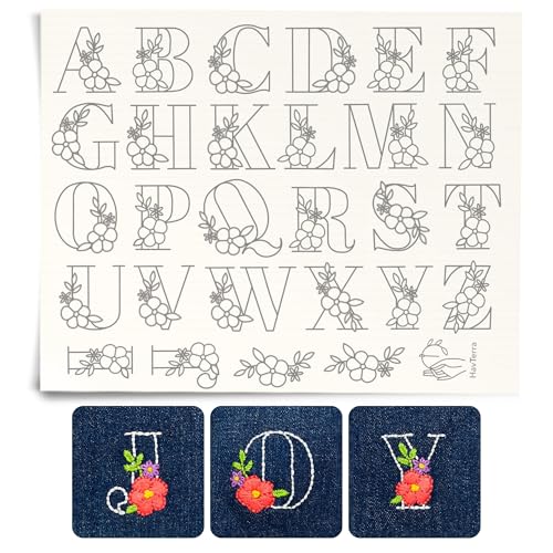 Stick and Stitch Embroidery Patterns, Floral/Alphabet Designs, Water Soluble Embroidery Stabilizer...