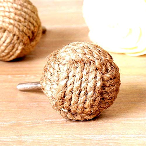 Jute Rope Door Knobs/Rope Knot Drawer Pulls And Knobs/Pull And Push Handle Knobs For Cabinets, Wardrobes & Cupboards/Nautical Hardware Decor, 25 Mm, Set Of 6 Rustic Vintage Home Decor Gifts #TOP1