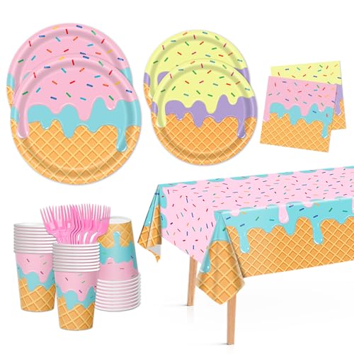121pcs Summer Ice Cream Party Supplies Kit, Lncludesice Cream The...