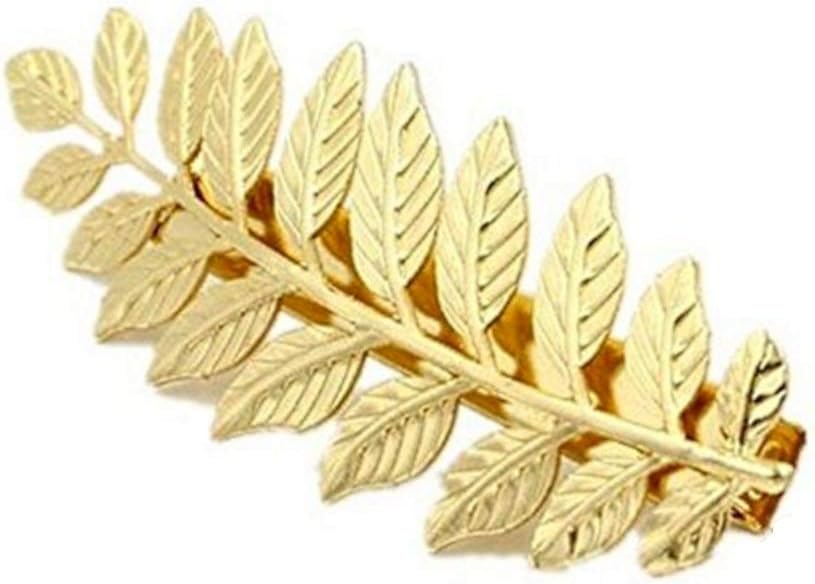 Sufias Accessories Gold Laurel Leaf Barrette Hair Clip Greek Roman Grecian Vintage Boho Olive Pin