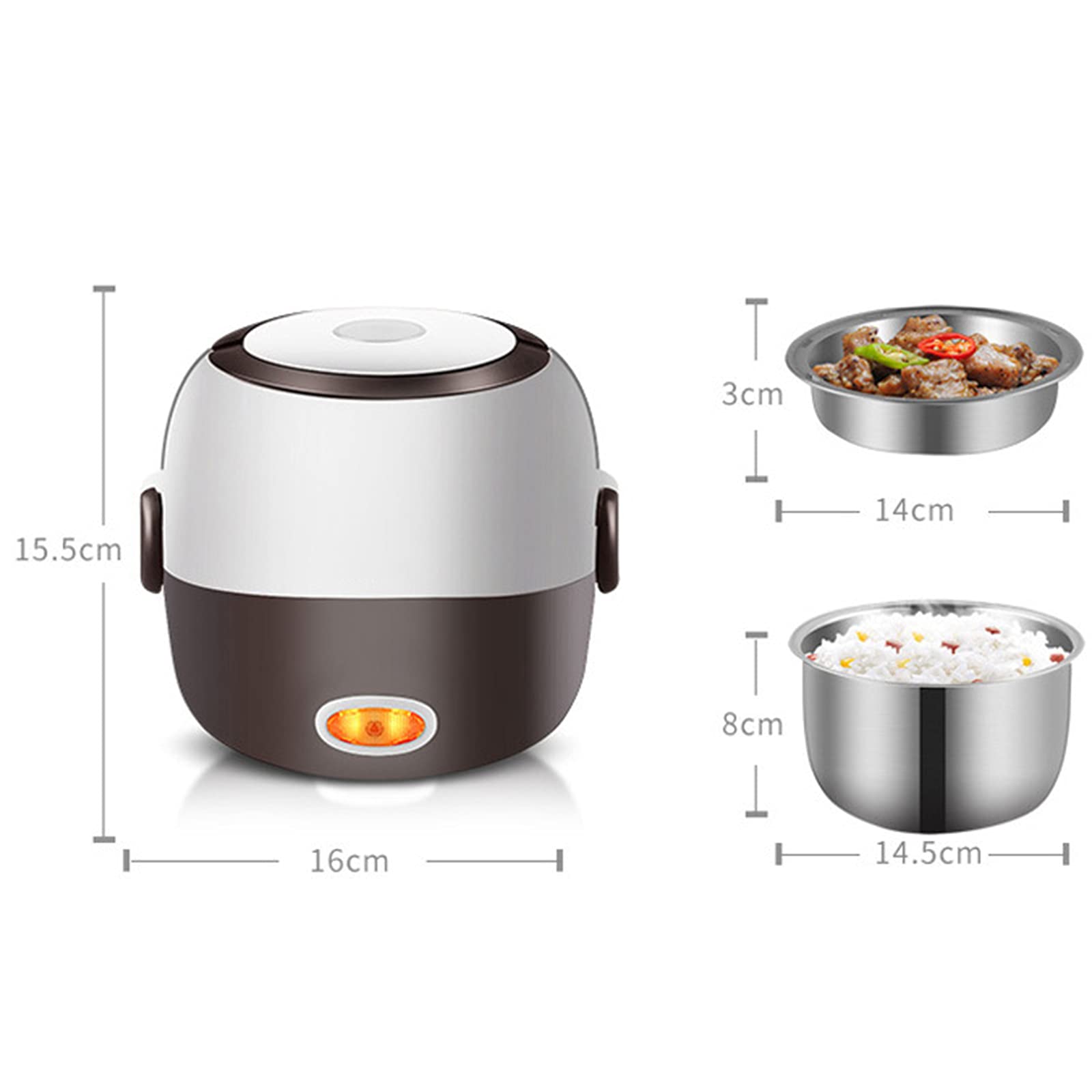 CASOTA Fiambrera Bento Caja Bento Cajas Bento con Compartimentos Hombres Adultos A Prueba de Fugas Eléctrica for Mujeres Termo con Aislamiento Térmico Acero Inoxidable Doble Capa Automático 220V 200W
