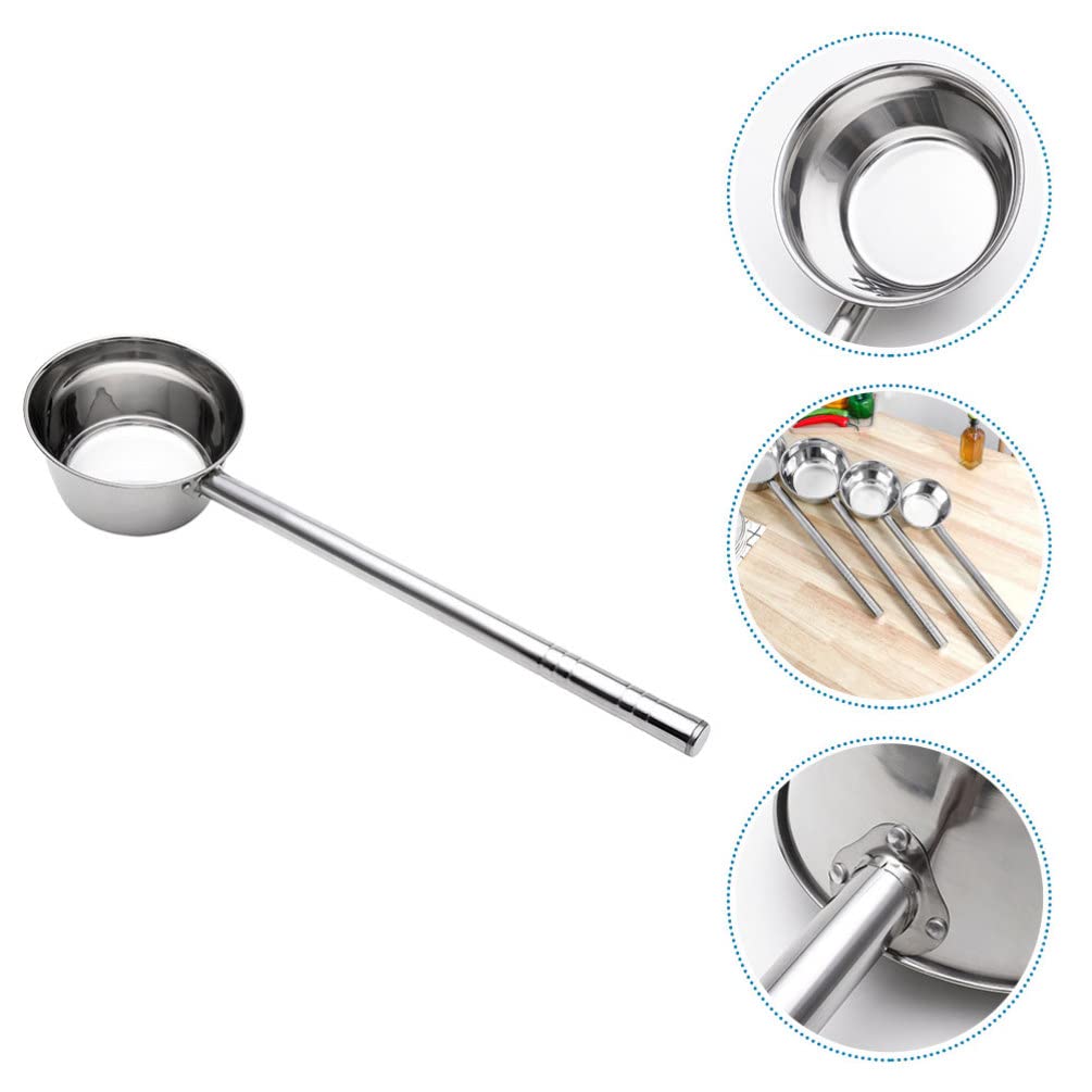 Chochla do wody Chochla do zupy ze stali nierdzewnej Łyżka do wody z długim uchwytem Chochla do kąpieli， łyżka do podlewania ogrodu， kubek do płukania wanny，，Silver-48X18CM