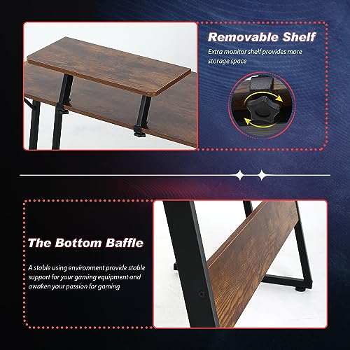 Image of PayLessHere L Shaped Desk Corner Gaming Desk Computer Desk with Large Desktop Studying and Working and Gaming for Home and Work Place,Brown