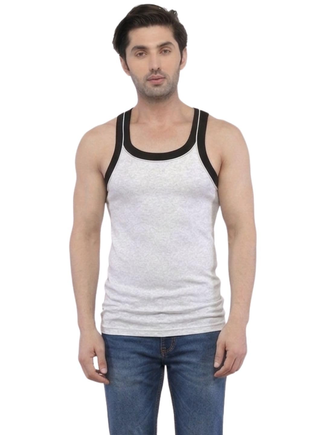 Men’s Cotton Sleeveless Tank Top | Contrast Trim Slim Fit Vest | Stretchable Comfortable Innerwear for Gym Zoomer-picture-18