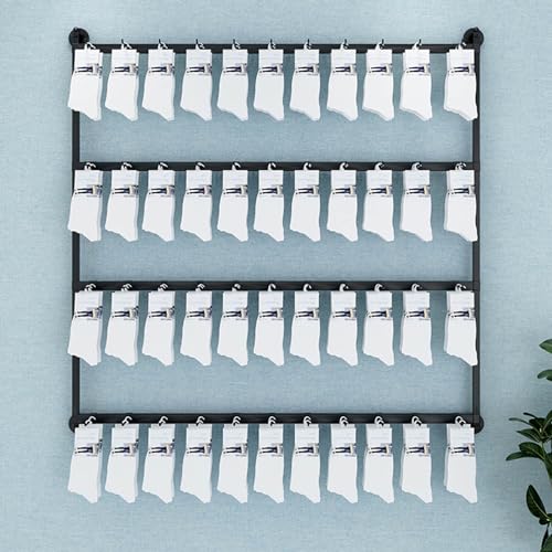 Estante de almacenamiento de joyas y calcetines de metal montado en la pared, soporte de exhibición para collares, aretes y juguetes, estantes de gancho para ahorrar espacio para exposiciones y