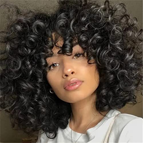 Donmily 10A Short Curly Wigs Malaysian Pixie Cut Human Hair Wig Curly Bob Wigs Lace Front Wigs Human Hair Machine Made Natural Black Wigs With Cap Replacement For Women #TOP7