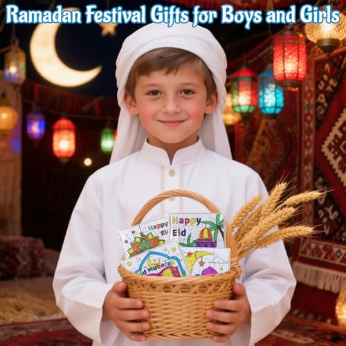 24 Pcs Ramadan Crafts for Kids, Eid Mubarak Arts and Crafts DIY Puzzle with Lanterns, Stars, Masjid, Moon, Castles, Ramadan Eid Activities Painting Kits for Islamic Gifts Party Favors & Goodies Bulk by ERTIUANIO - Image 6