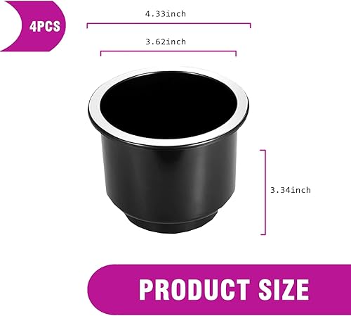 Miniatura 2 de fasebeek 4 soportes multifuncionales para tazas de agua para automóvil, 4.33 x 3.62 pulgadas, material ABS integrado, soporte antideslizante para