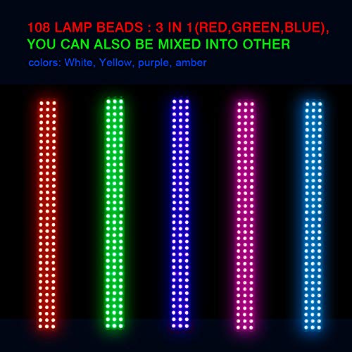 Wash Light Bar, 20" 25w 108 RGB LEDs Stage Light Bar by DMX 512 and Sound Activated for Club Ballroom Uplights Wedding Party Stage Wash Lighting - Thumbnail 5
