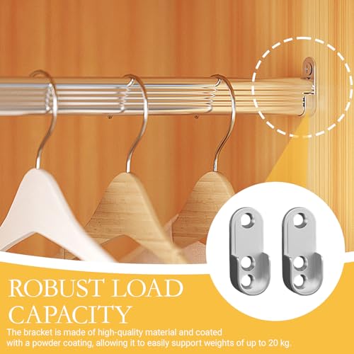 2 Stück Kleiderstangenhalterungen,Kleiderstangen Halterung Schrank, Kleiderstange Halterung, Schrankrohrlager Oval Halterung, 15 Mm Kleiderstangen Halterung Schrank Zinklegierung Inkl. 6 Schrauben