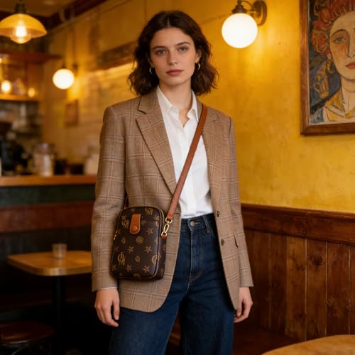 Image of myfriday Vintage Crossbody Phone Bag for Women, Small PU Leather Shoulder Purse and Handbag