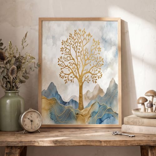Art mural tableau or bleu décoration moderne grand format 60x80 - 2