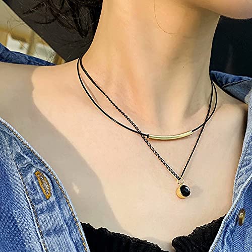 Fashion Black Choker Necklace,2-Layers Black Chain Necklace For Women Girls (Black Necklace) #TOP2