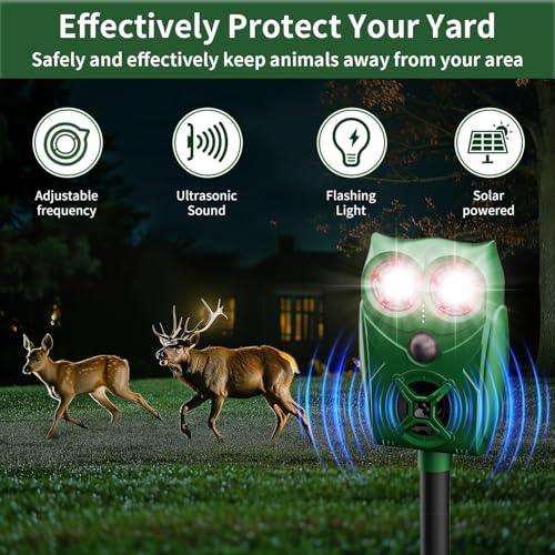 Vxodhuuo Cat Repellent, Cat Repellent Deterrent For Gardens Uk, Animal Scarer Ultrasonic With Flame Flashing Light Alarm & Pir Sensor 5 Adjustment Modes, IP65 Waterproof Solar Usb Charging For Cat Fox - 6