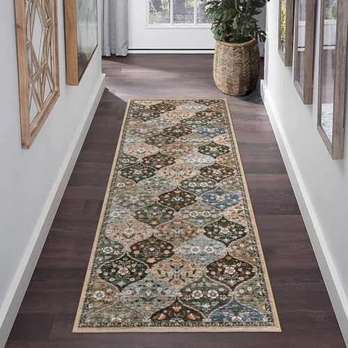 ROYHOME Runner Rug Trellis Floral Washable Hallway Runner Rug 2' x 6'