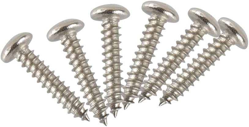 Close-up of six silver mounting screws
