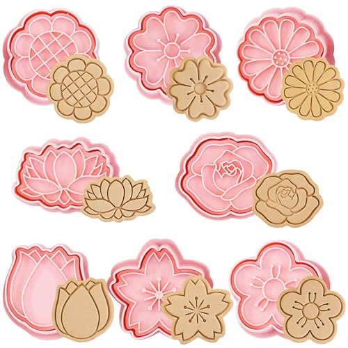 YeahBoom 8 Piezas Moldes Galletas,Cortadores de galletas de 3D,Juego de moldes para galletas,Moldes Galletas Plástico para cookie fondant decoración de pasteles