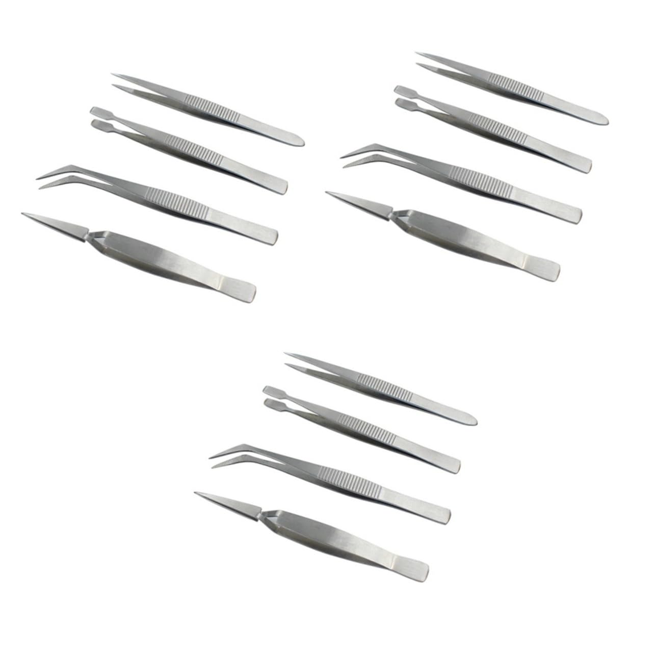 FRCOLOR 12pezzi Pinzette Acciaio Inossidabile Per Manicure e Riparazioni Pinzette Multifunzionali Con Punta Sottile Per Gioielli e Ciglia Kit Pratico e Leggero