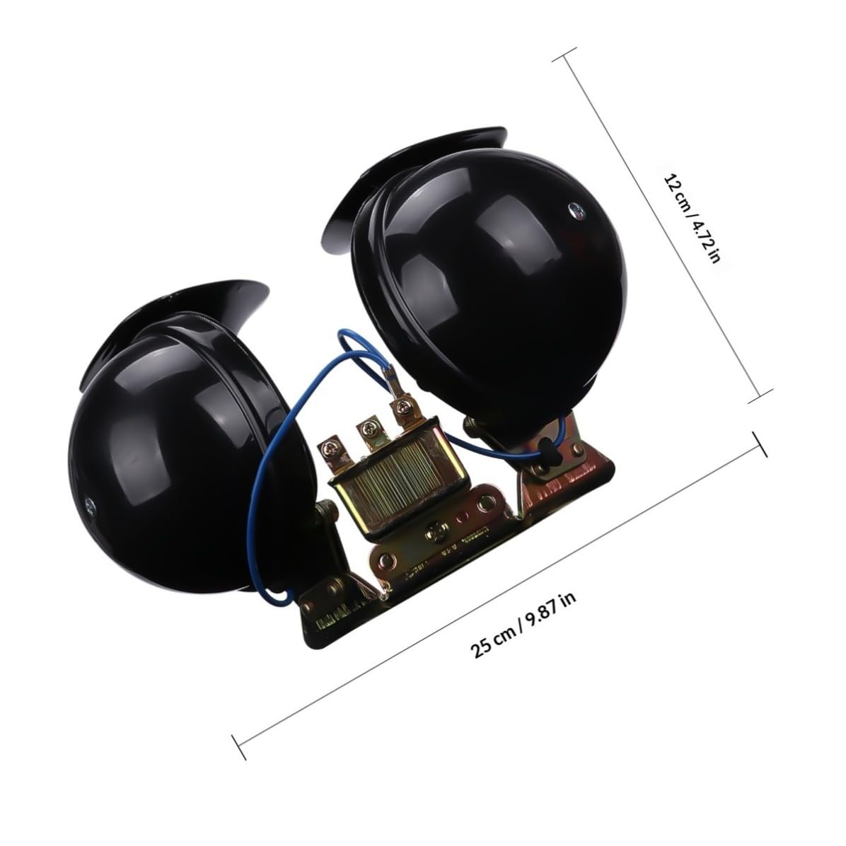 Mipcase 2 Piezas Bocina de Doble Tono Cuerno de Caracol Eléctrica 12 V Negra de Cobre, Función de Aviso y Sonido Potente, para Motocicleta y Camión