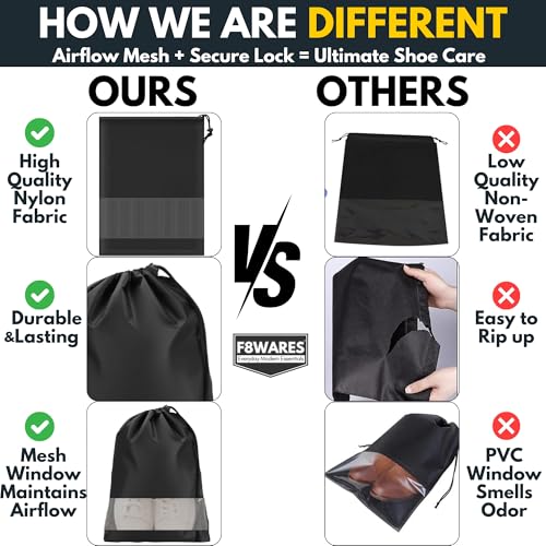 Image of F8WARES 12PK Premium Nylon Shoe Bag for Travel & Storage Travel Organizer for Women & Men Travel Accessories Shoes Bag for Travel - Shoe Bags Pouches Travel Essential - Shoe Cover for Travelling