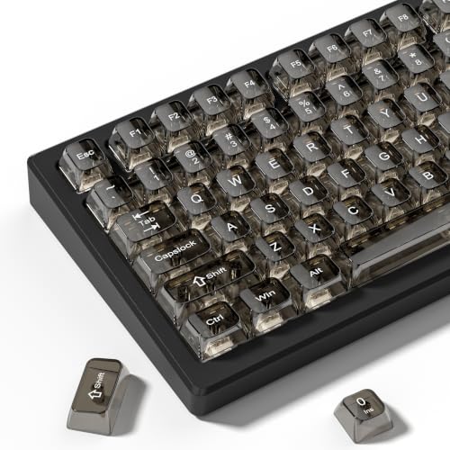 Image of dagaladoo Clear keycaps,Transparent Keyboard keycaps,Jelly Key caps Set,Shine Through keycap，MDA Profile Keyboard caps for Mx Switches Mechanical Keyboard(Black)
