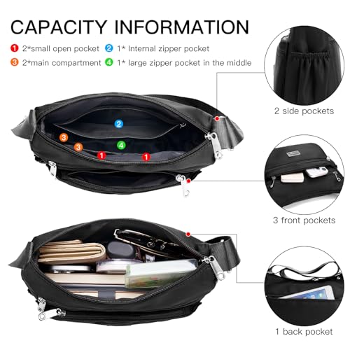Crossbody Purse for Woman Large Nylon Shoulder Bags for Ladies Multi-Pocket Design with Adjustable Strap3