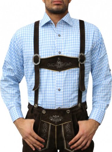 Traditioneel Beiers Overhemd Voor Lederhosen/Oktoberfest, Kleur:Paars/Geruit - Afbeelding 8