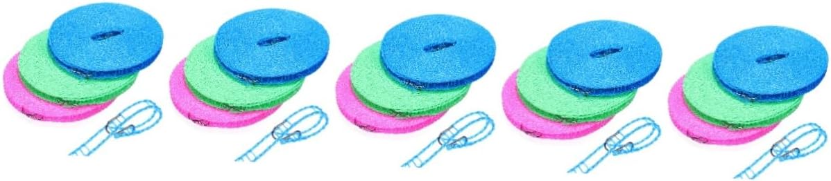 15rolls Portable Clothesline Heavy Duty Travel Laundry Line Hooks for Camping Outdoor Use for Hanging Clothes Temporary