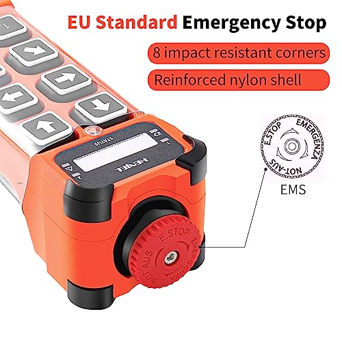 Dual 2 Speed 8 Channel Button Industrial Wireless Crane Radio Remote Control for Overhead Bridge Travelling Gantry Crane with Electric Chain Hoist Transmitter and 110V 220V 380V Receiver