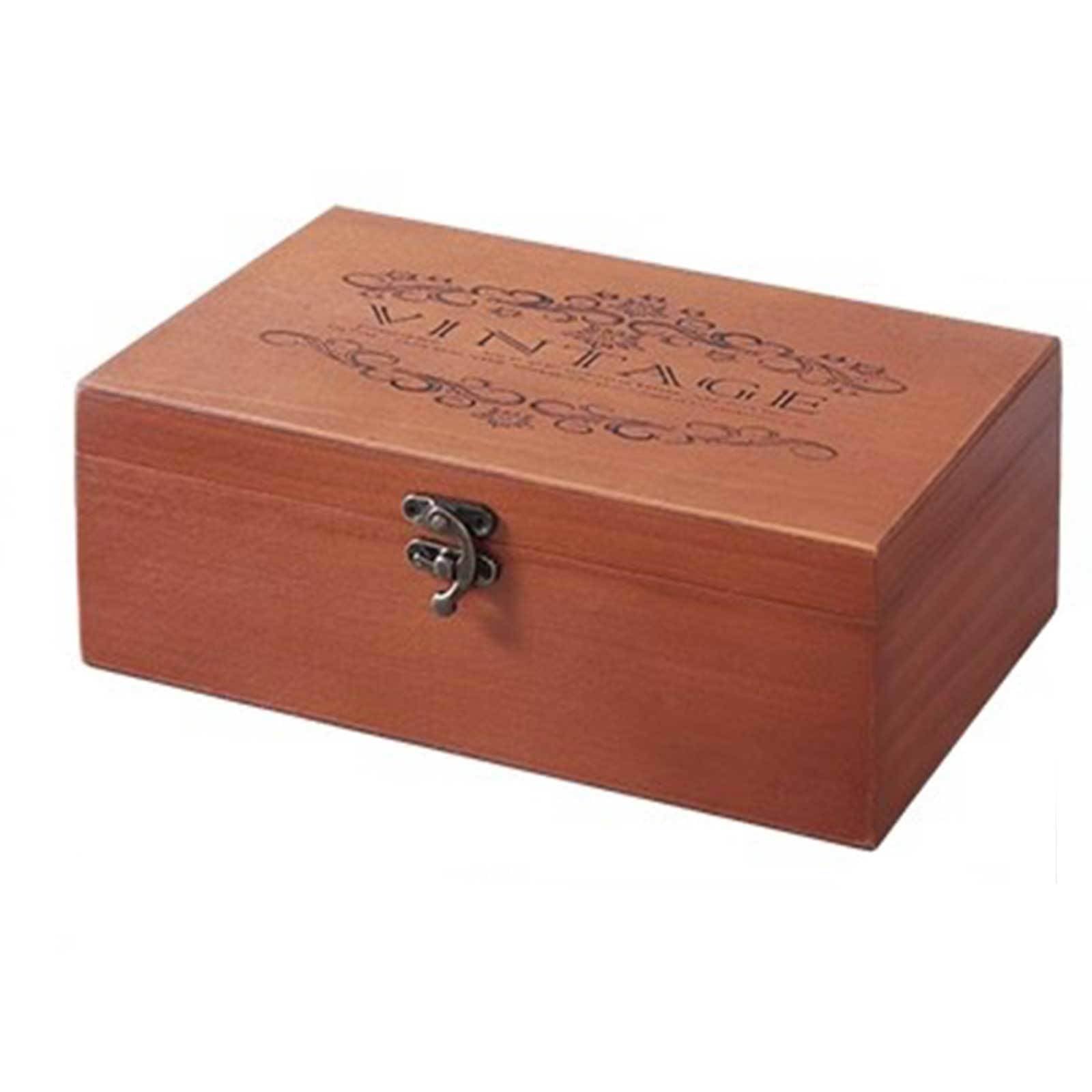 Pudełko na biżuterię, Hand Carved Wooden Multipurpose Jewelry Trinket Storage Organizer Box Multiple Sizes(M)