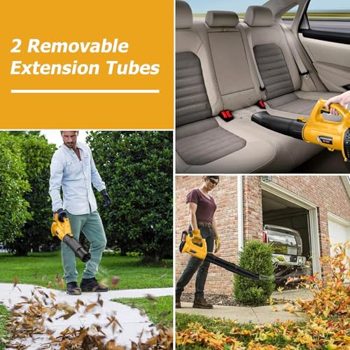 Cordless Leaf Blower with 2 Powerfull Battery & Charger Electric Blower for Lawn Care, Battery Powered Leaf Blower Cordless Lightweight for Snow Blowing,