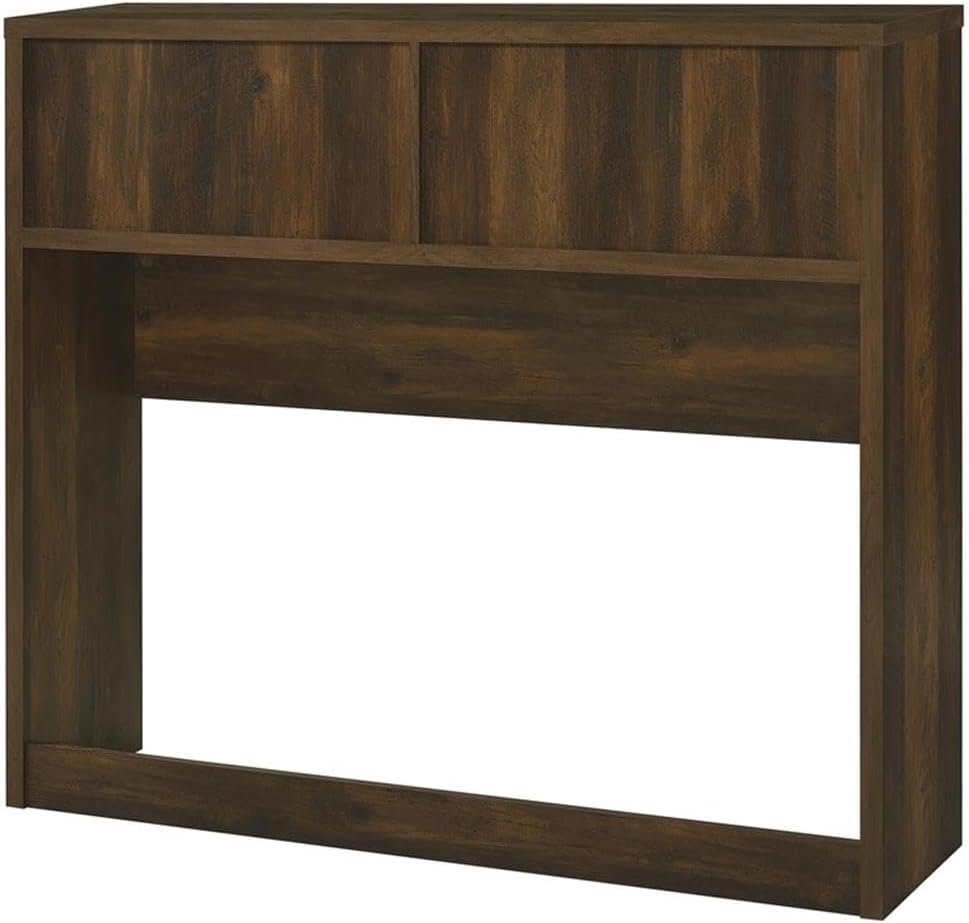 Pemberly Row Transitional Full Bookcase Headboard, 49 in, Dark Pine Finish, Engineered Wood with Scratch-Resistant Laminate, 2 Open Storage Cubbies, Rustic Bedroom Décor for Small Spaces