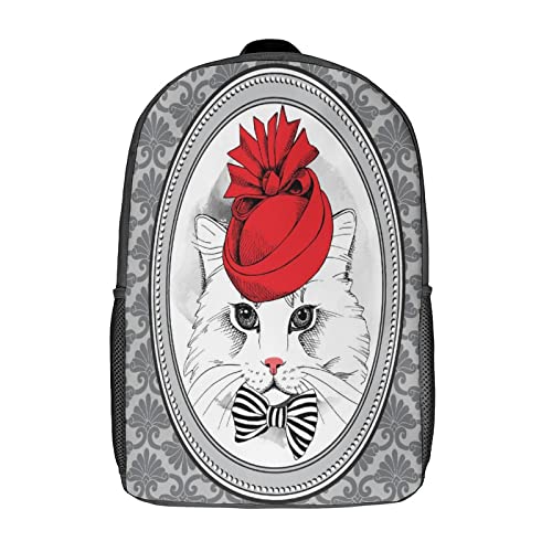 Sac à dos scolaire 17 pouces avec imprimé animal 3D hip hop pour garçon et adolescent