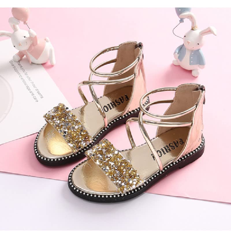 MATERUIEYES Gladiator PU Fashion Girls' Summer Sandals Rear Zip Breathable Flat Sandals2