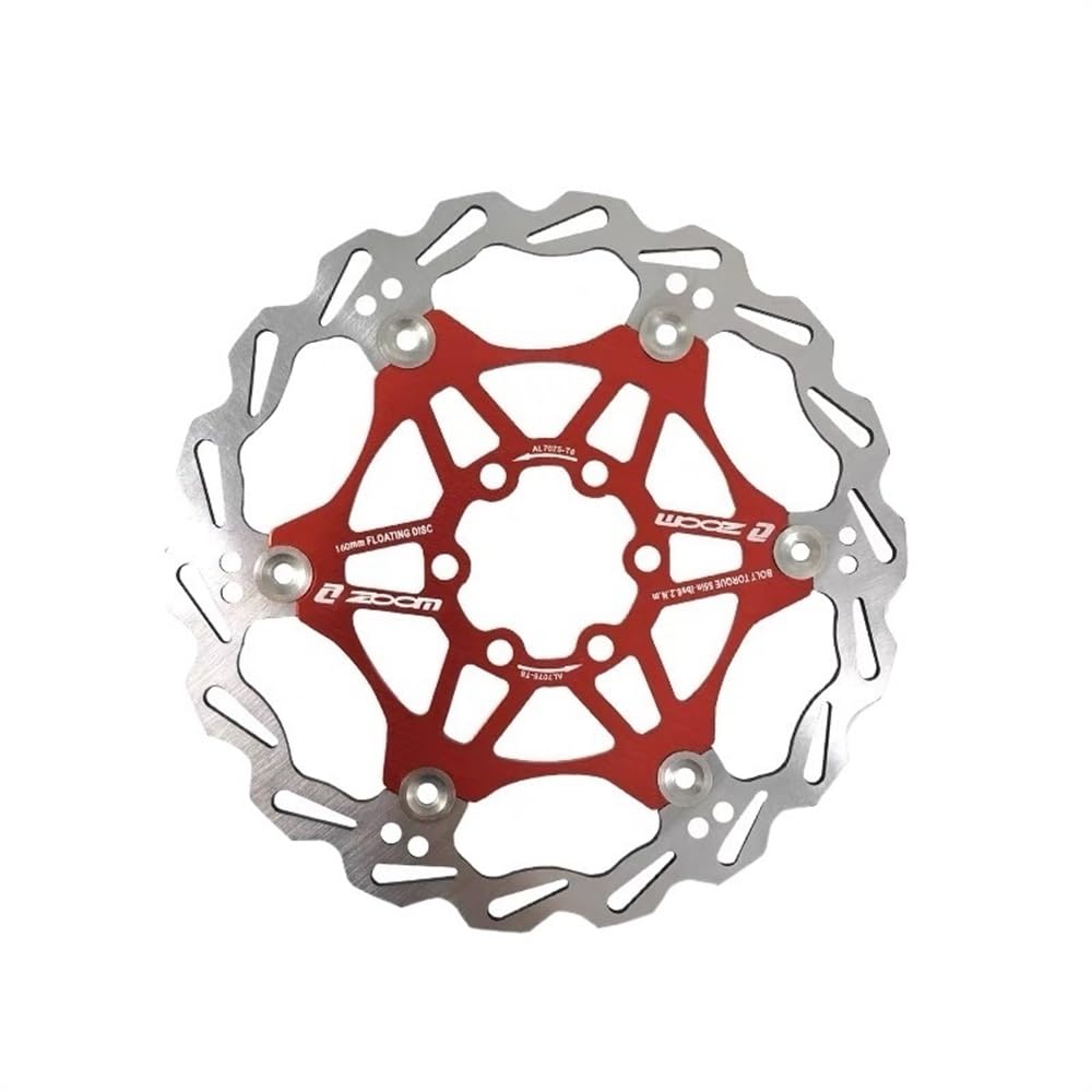 Disco Freno Rotor de freno de disco de bicicleta de montaña ultraligero 160mm/180mm/203mm Rotor flotante de disipación de calor MTB pastilla de freno de disco hidráulico Freno Disco(Red 180MM)