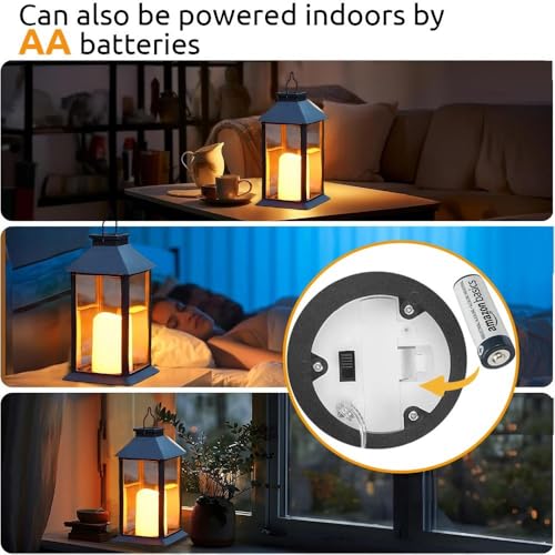 Yowin Solar Lanterns for Outside 2 Pack Hanging Solar Lantern Outdoor Garden with Flickering Candle, Waterproof Garden Gifts Auto On/Off Table Lamp for Balcony Wall Patio Vintage Decorations - Cosy Home Interiors Yowin Solar Lanterns for Outside 2 Pack Hanging Solar Lantern Outdoor Garden with Flickering Candle, Waterproof Garden Gifts Auto On/Off Table Lamp for Balcony Wall Patio Vintage Decorations - Image 7