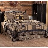 VHC Brands Black Check Star 4 Piece Queen Quilt Set (1 Quilt, 2 Standard Shams, 1...