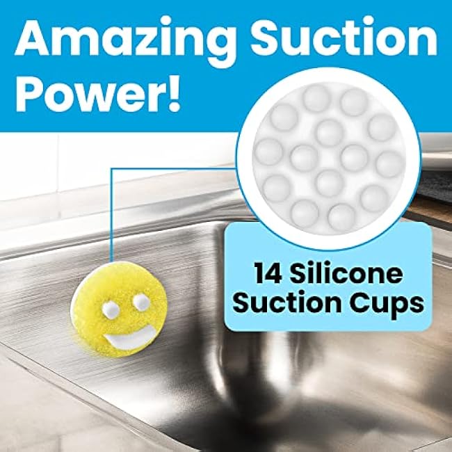 Berkland Smiley Scrub Sponge Holder with 14 Suction Cups for Superior Stick Kitchen Sink Scrub Caddy for Happy Daddy Face Sponge