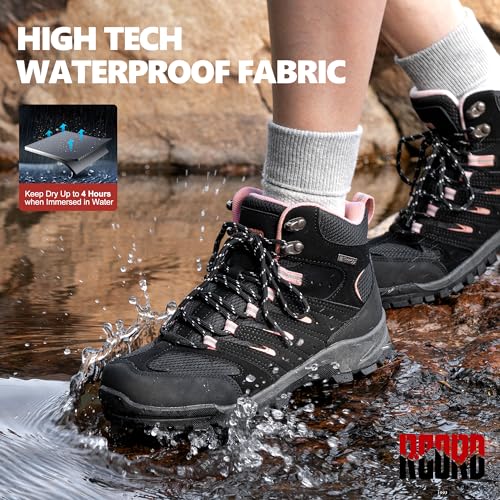 Image of R CORD Womens Hiking Boots Waterproof Slip-Resistant Cushioned Support Durable for Hiking, Travel, Rainy Days, Camping, and Outdoor Adventures