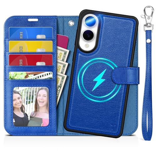 TUCCH Detachable 2-in-1 Wallet Case for Galaxy S25 Edge (6.7"), Klein Blue