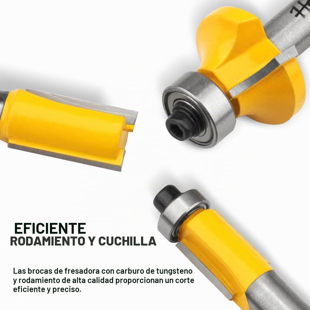 Hoteche Juego de fresas para carpintería, vástago de 6 mm, herramientas para fresadoras de madera de calidad industrial