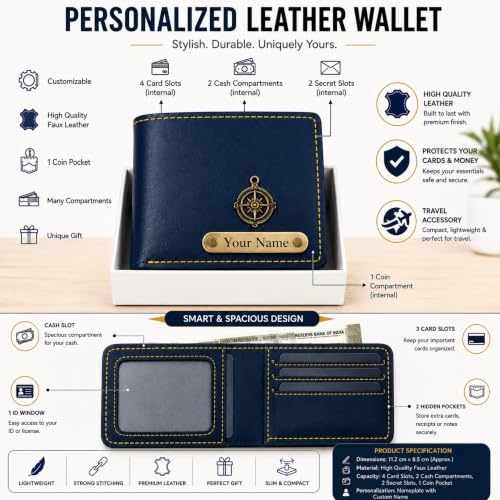 Image of Gift for Husband | Personalized Wallet Gift Set with Passport Cover, Keychain & Sunglass Cover | Anniversary & Birthday Gift