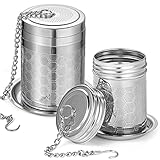 2 Pack Tea Infuser, Tea Strainers for Loose Tea Mesh Stainless Tea Strainer Loose Leaf Tea Steeper Tea Diffuser with Tea Basket and Lid for Black Tea, Spices and Seasonings