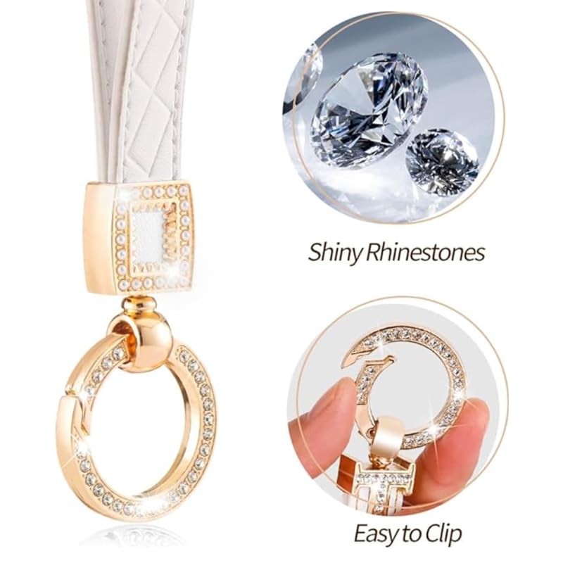 Portachiavi Auto In Pelle Con Strass - Portachiavi Universale Con Cacciavite E Anelli