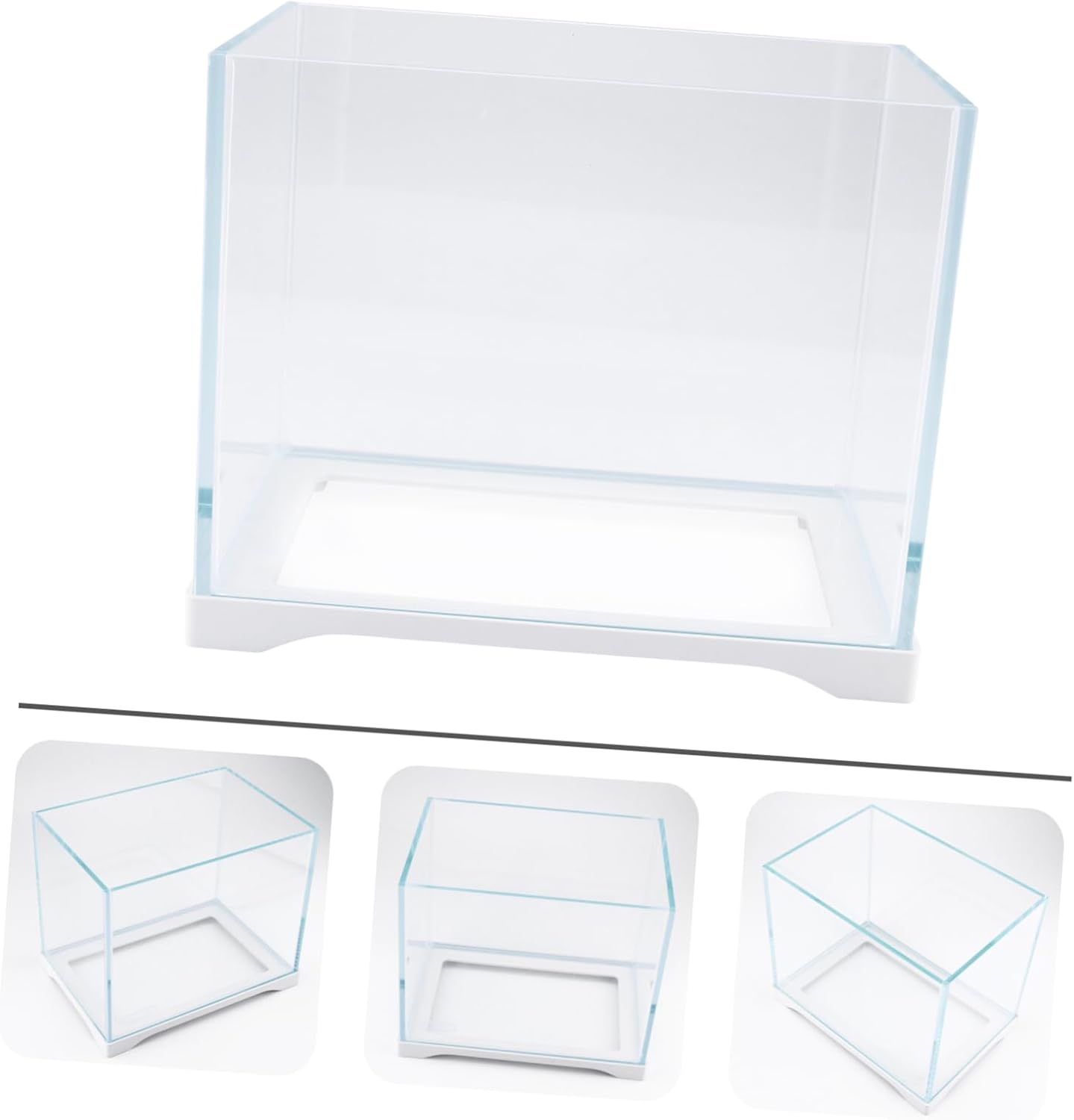 YARNOW Mini Aquarium Glass Fish Tank 10 Gallon Cube LED Light for Home Decoration and Aquatic Plants